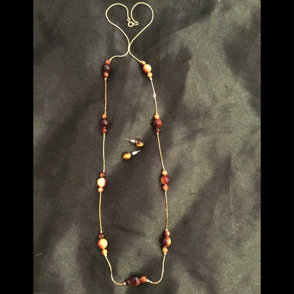 Tiger eye necklace and matching Studs.